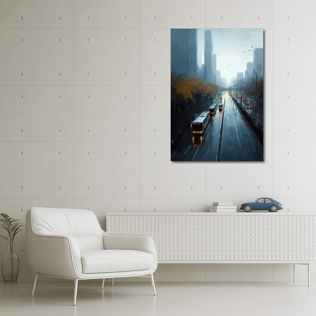 Megapolis in the Rain: City Panoramas and Streets