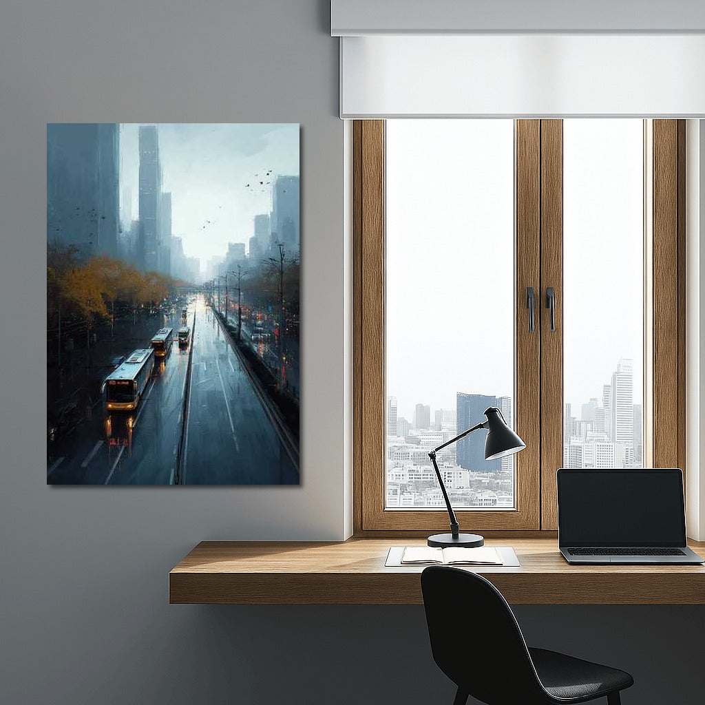 Megapolis in the Rain: City Panoramas and Streets