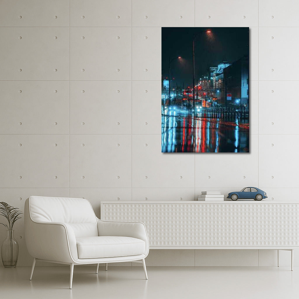 Busy Streets in Rainy City: Atmospheric Cityscape