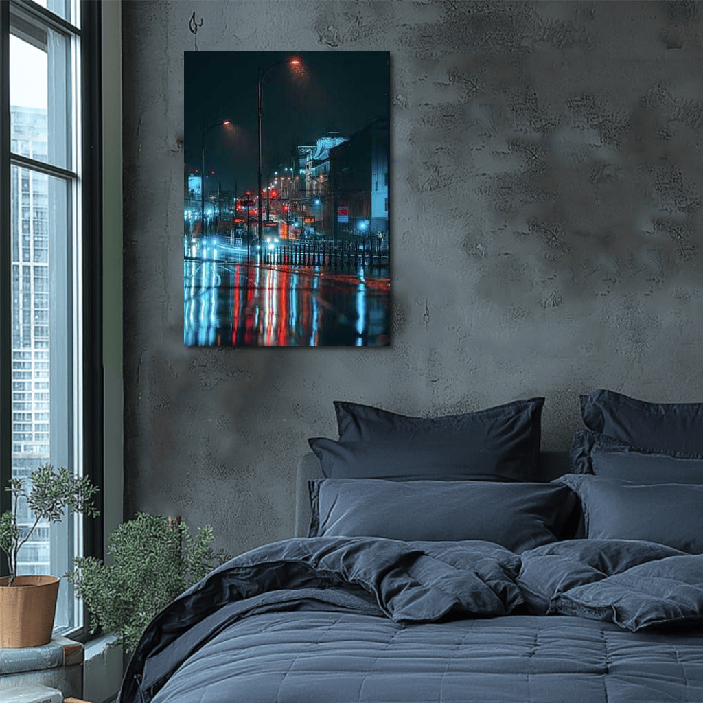 Busy Streets in Rainy City: Atmospheric Cityscape