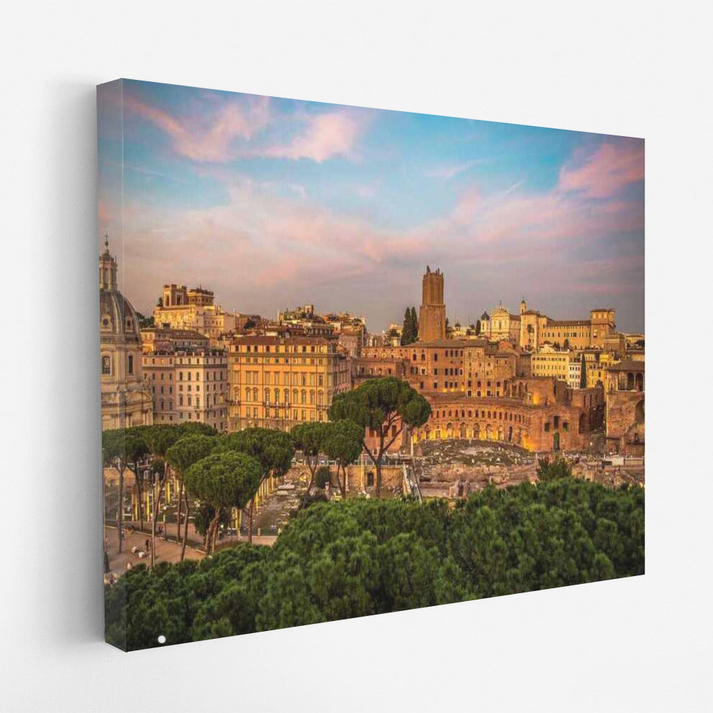 Roman Sunset: Watercolor Skyline of Italy