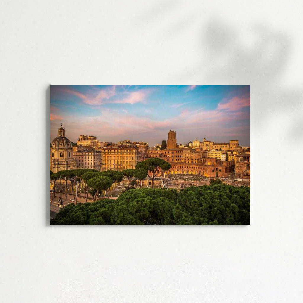 Roman Sunset: Watercolor Skyline of Italy