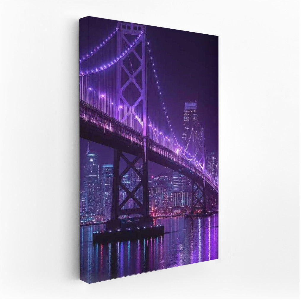 Purple Magic of San Francisco Skyscrapers: Glowing Skyline at Night