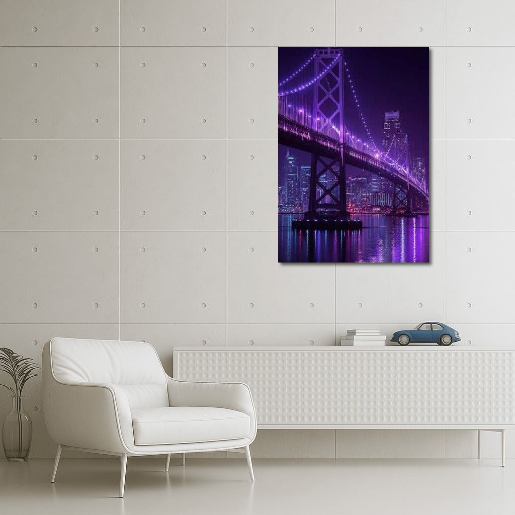 Purple Magic of San Francisco Skyscrapers: Glowing Skyline at Night