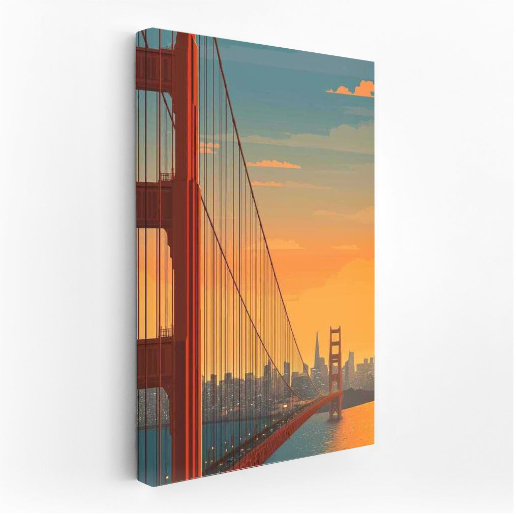 Sunset over the Golden Bridge: San Francisco Cityscape