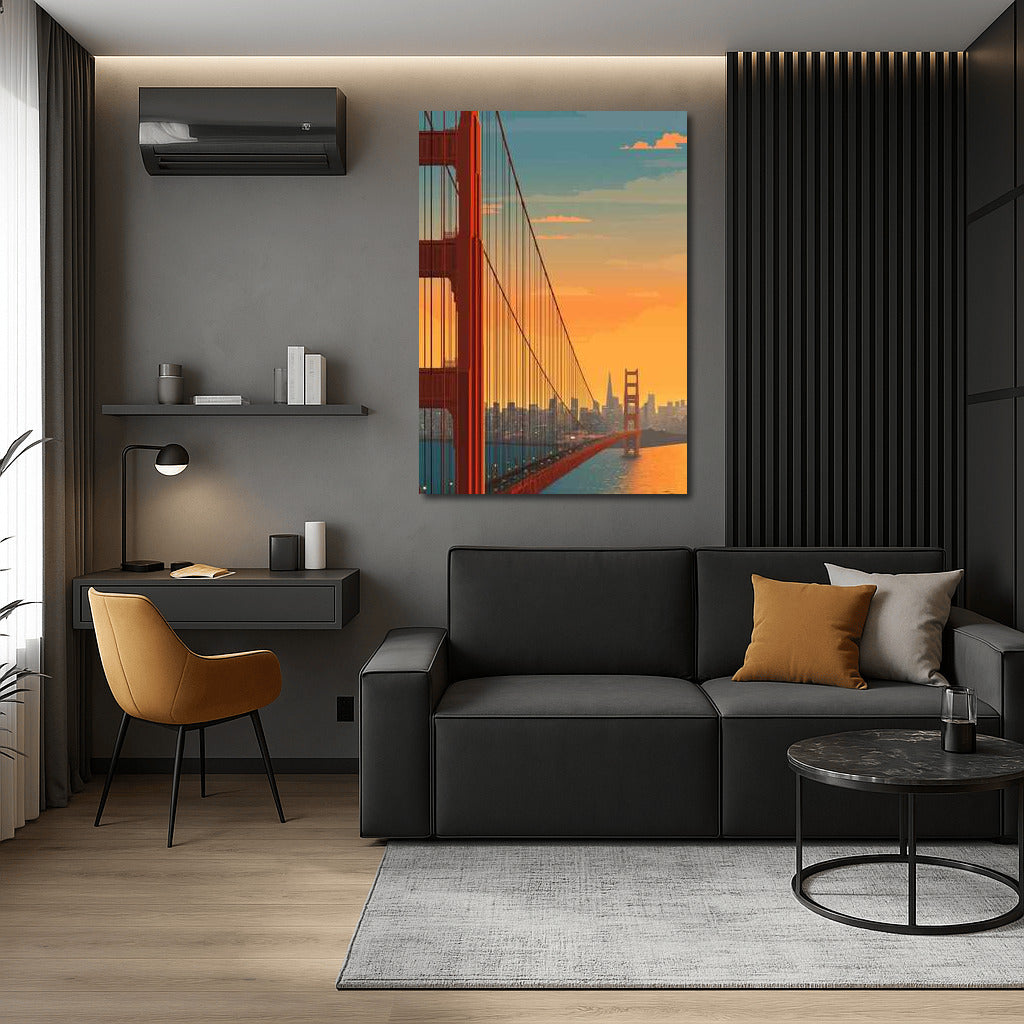 Sunset over the Golden Bridge: San Francisco Cityscape