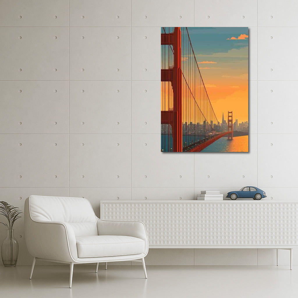 Sunset over the Golden Bridge: San Francisco Cityscape