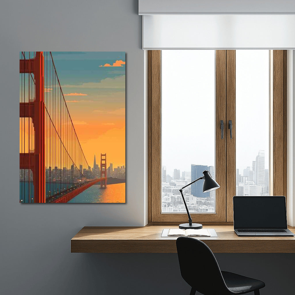 Sunset over the Golden Bridge: San Francisco Cityscape