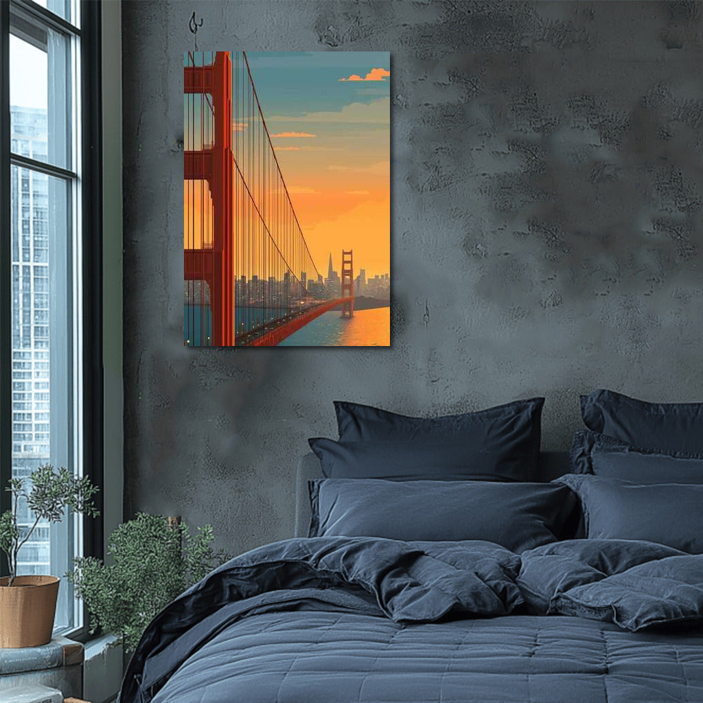 Sunset over the Golden Bridge: San Francisco Cityscape