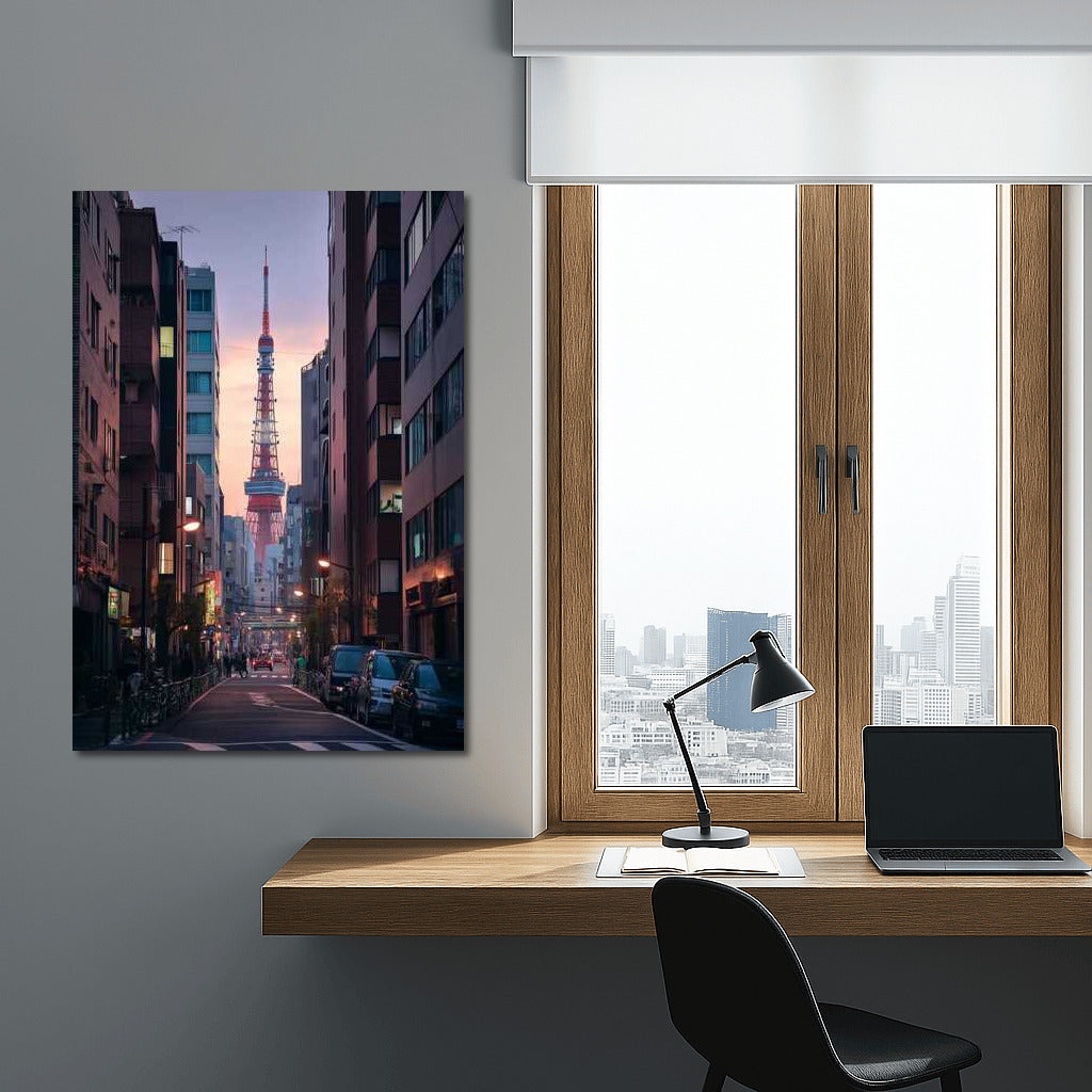 Sunset Over Tokyo: Urban Landscape in the Style of Cityscapes Skylines
