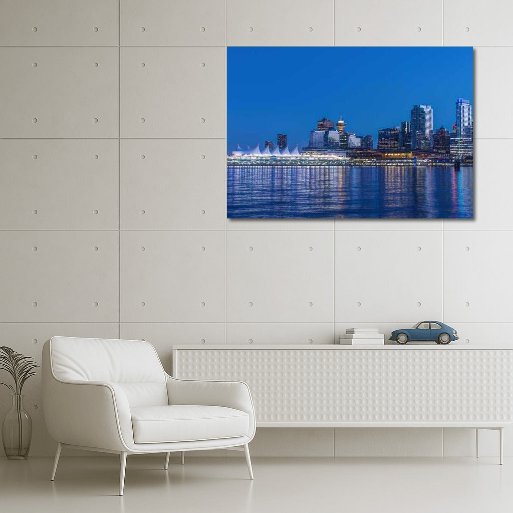 Evening Silhouette: Vancouver Lights in Cityscapes Skylines