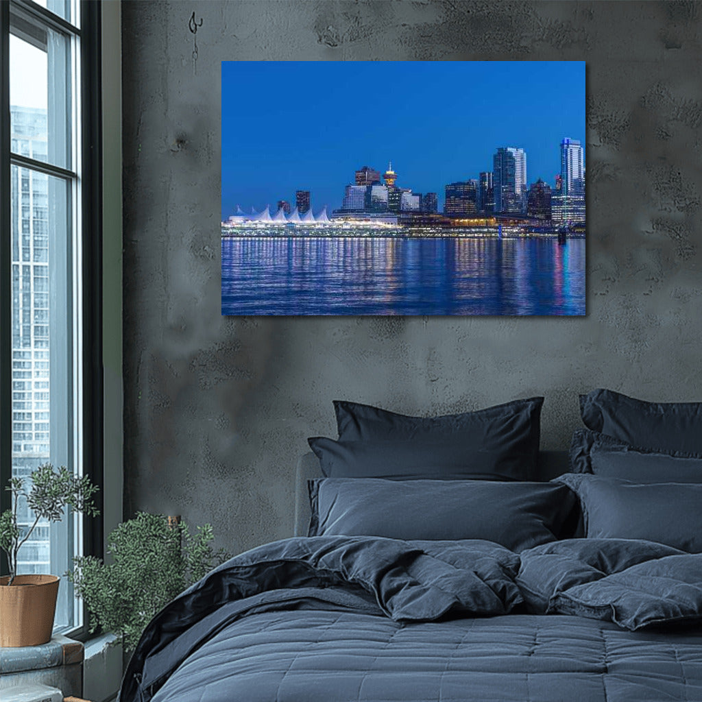 Evening Silhouette: Vancouver Lights in Cityscapes Skylines