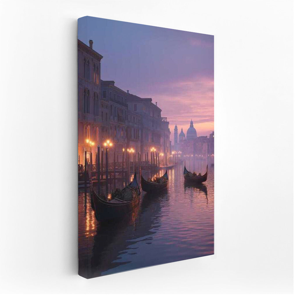 Misty Sunset Over Venice Canals: Cityscapes Skylines, Venice Italy