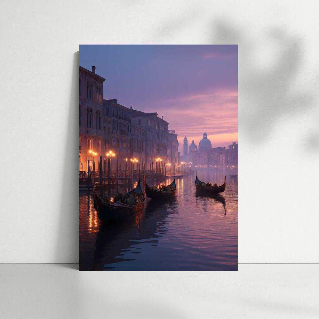 Misty Sunset Over Venice Canals: Cityscapes Skylines, Venice Italy
