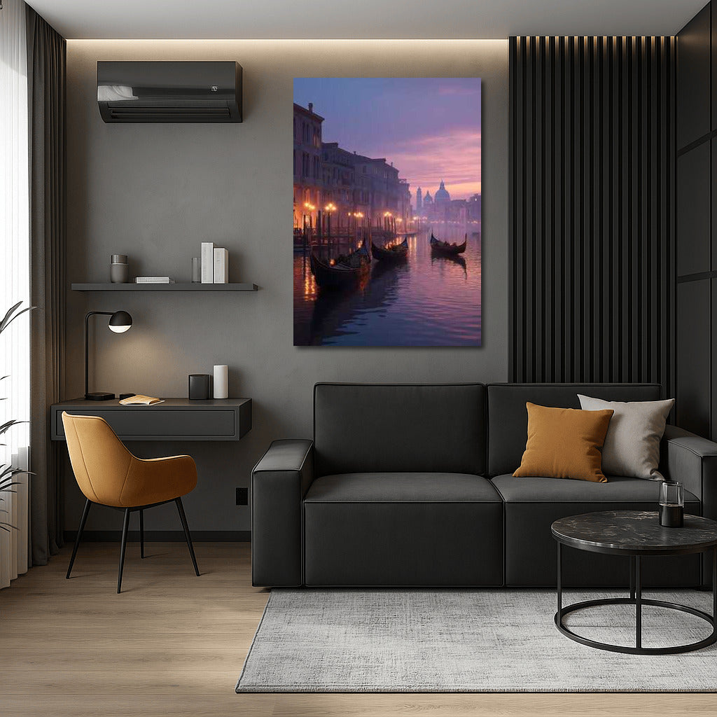 Misty Sunset Over Venice Canals: Cityscapes Skylines, Venice Italy