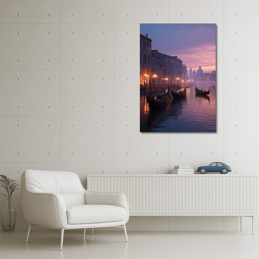 Misty Sunset Over Venice Canals: Cityscapes Skylines, Venice Italy