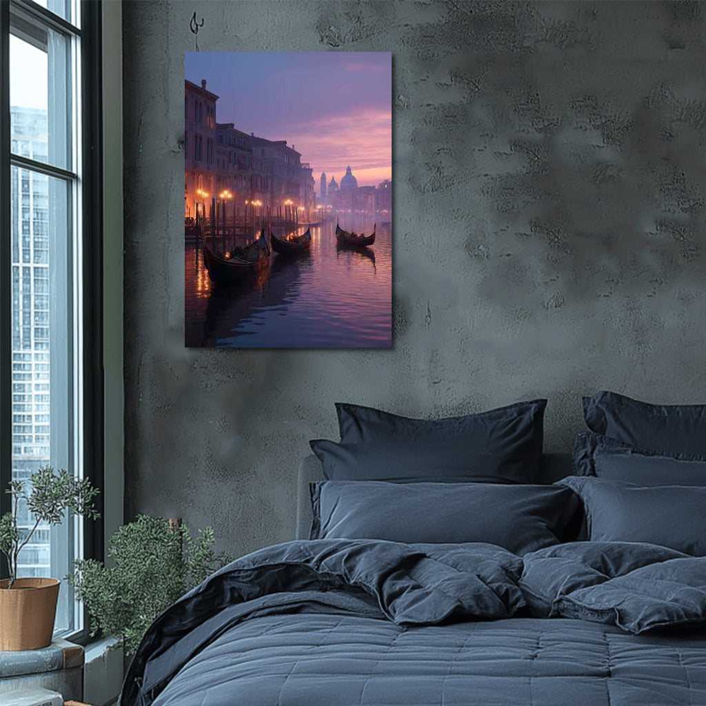 Misty Sunset Over Venice Canals: Cityscapes Skylines, Venice Italy