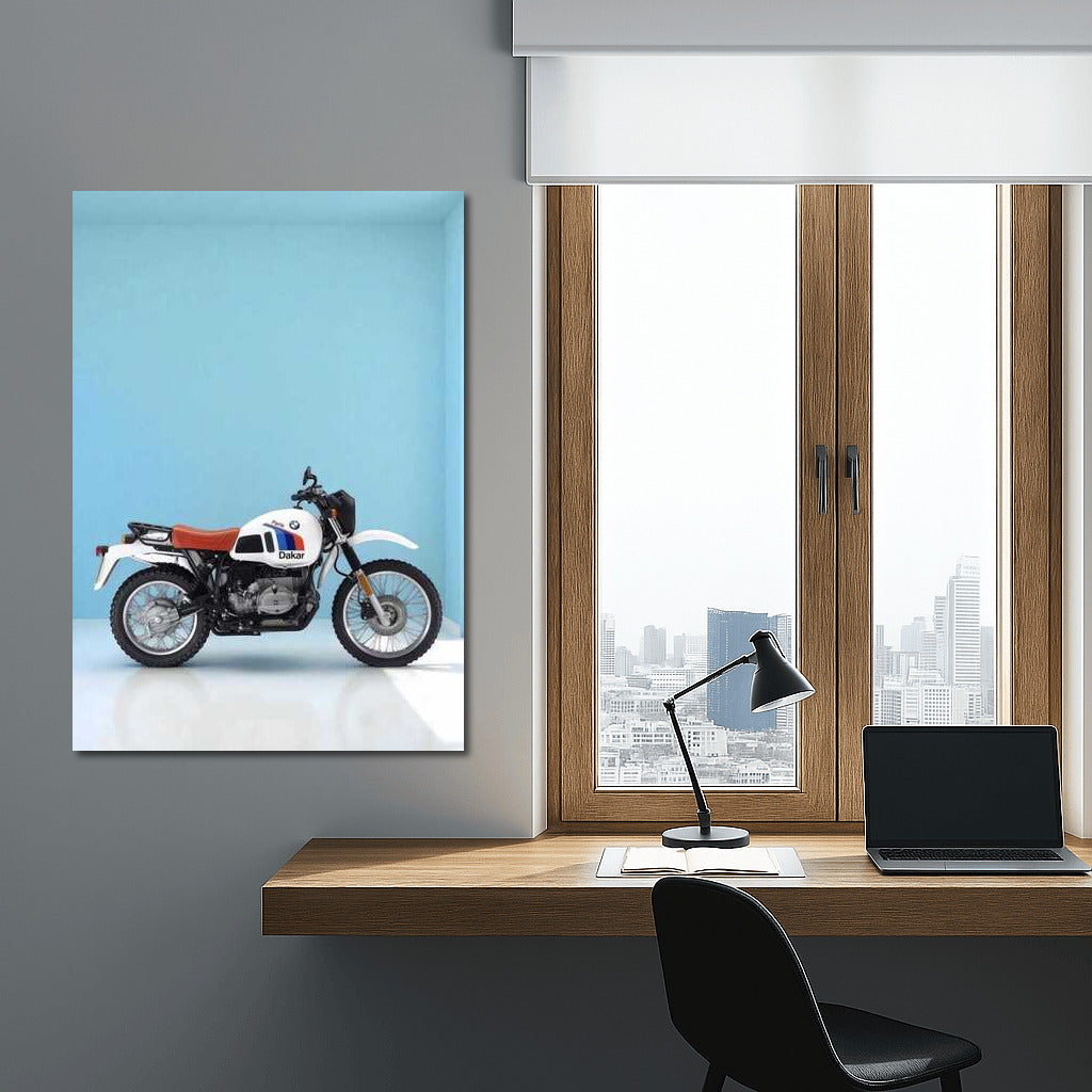 Legend of Speed: BMW R80 G/S on Blue Background