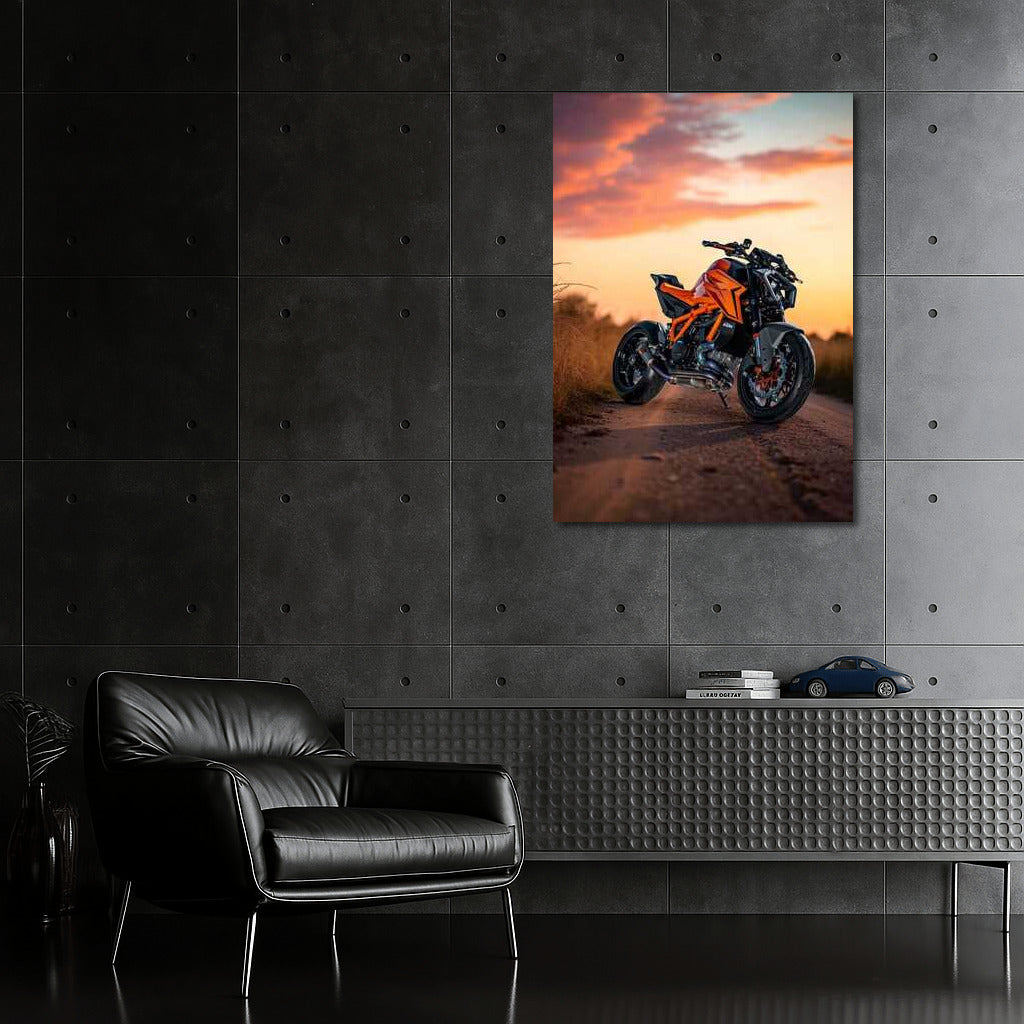 Sunset Speed: KTM 1390 Super Duke R Evo on Dusty Road