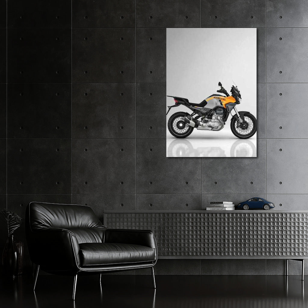 Elegance and Speed: Moto Guzzi Stelvio in Minimalist Style