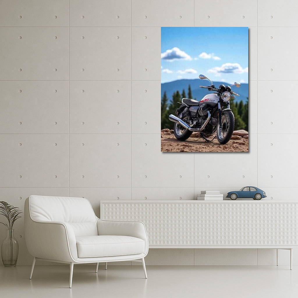 Freedom's Peak: Moto Guzzi V7 on Rocky Peak