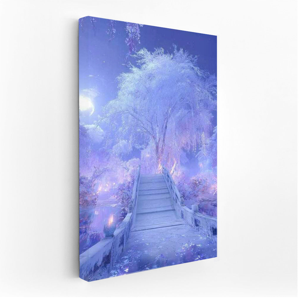Winter Bridge to Snow Fairytale: Secluded Landscape of Nature