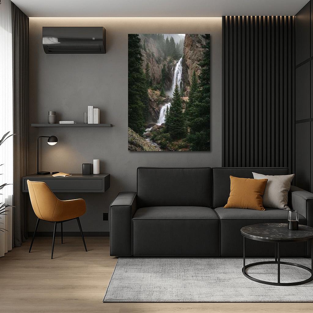 The Majesty of the Waterfall: Natural Scenery and Green Cliffs