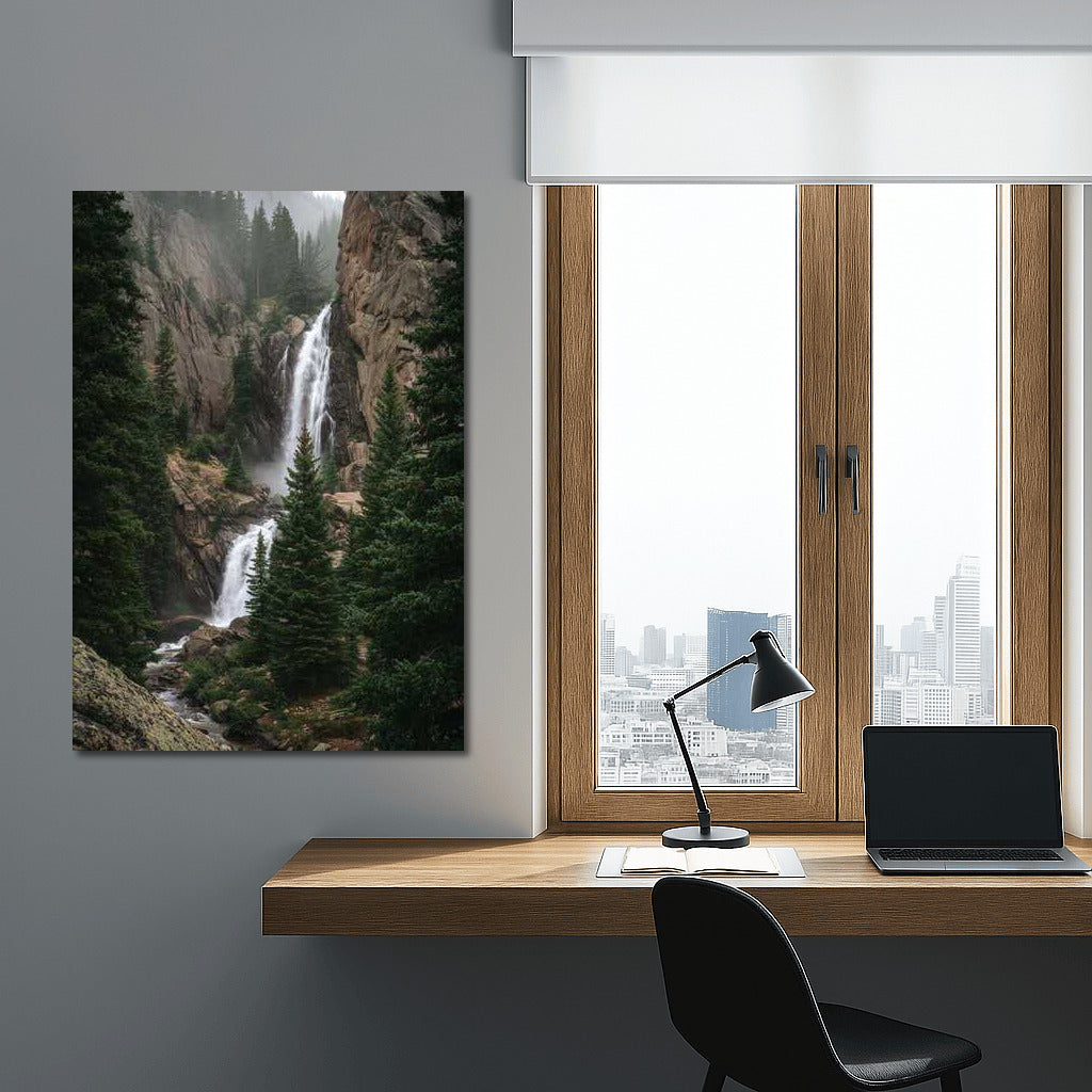 The Majesty of the Waterfall: Natural Scenery and Green Cliffs