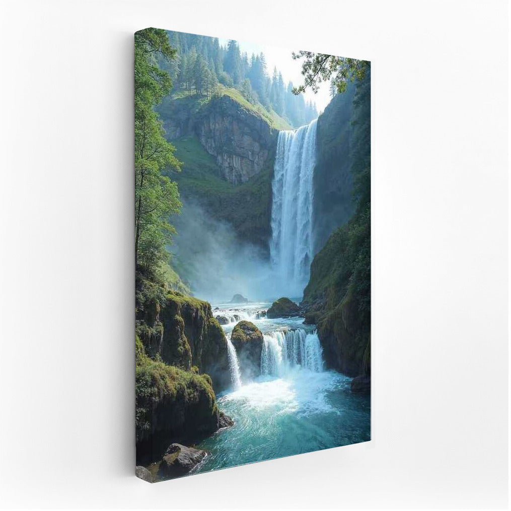 The Majesty of the Waterfall: Natural Scenery and Forest Rocks