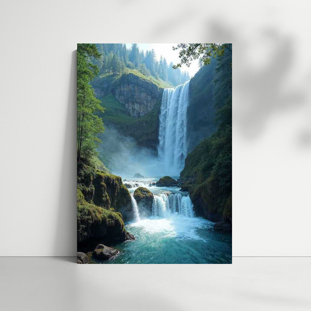 The Majesty of the Waterfall: Natural Scenery and Forest Rocks