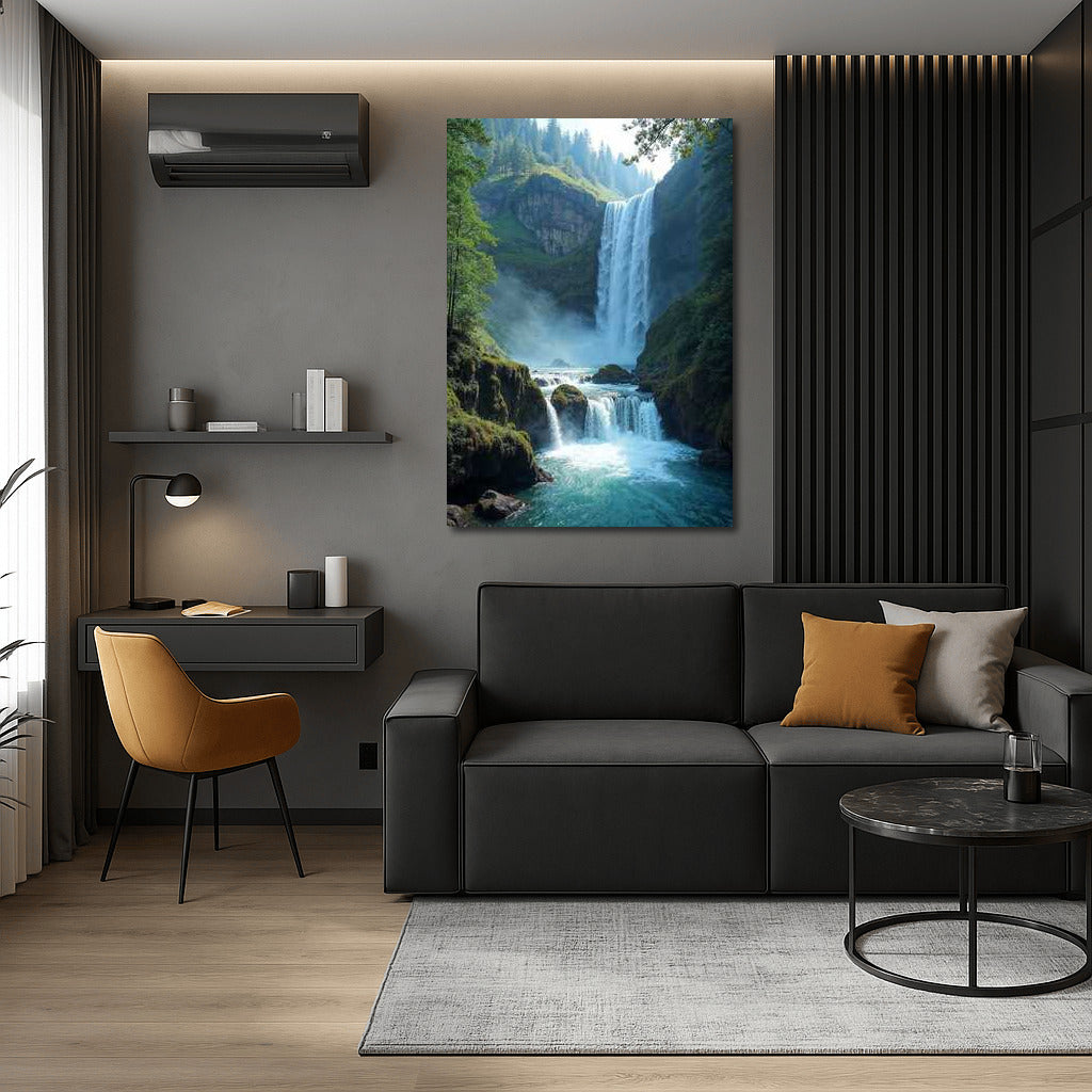 The Majesty of the Waterfall: Natural Scenery and Forest Rocks