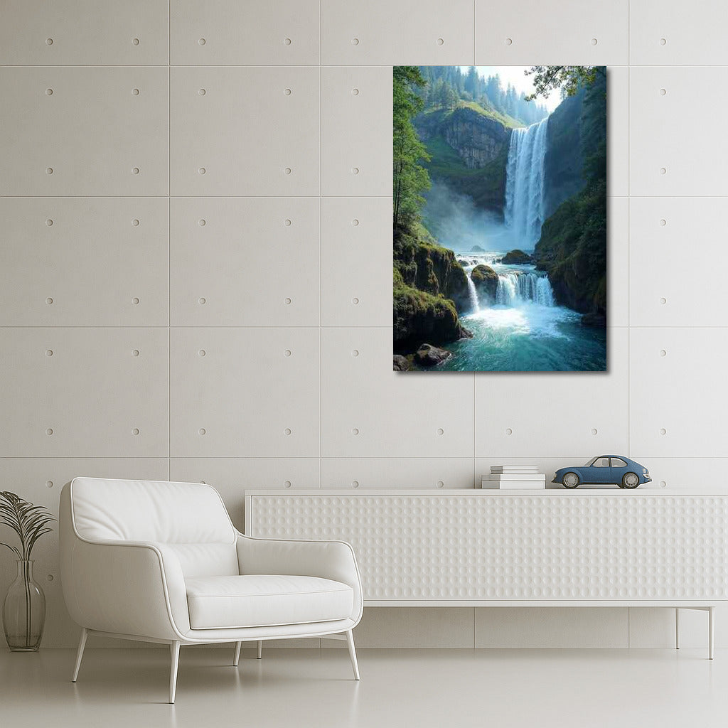 The Majesty of the Waterfall: Natural Scenery and Forest Rocks
