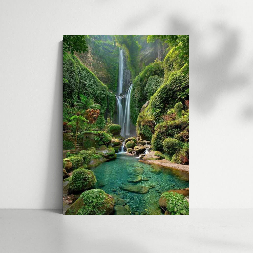 Green Symphony Waterfall: Nature Landscape