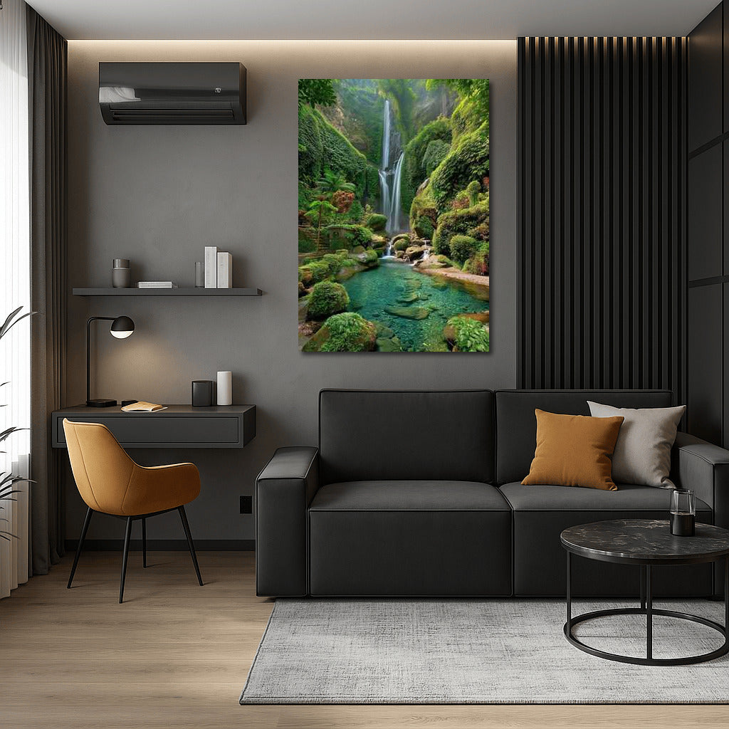 Green Symphony Waterfall: Nature Landscape