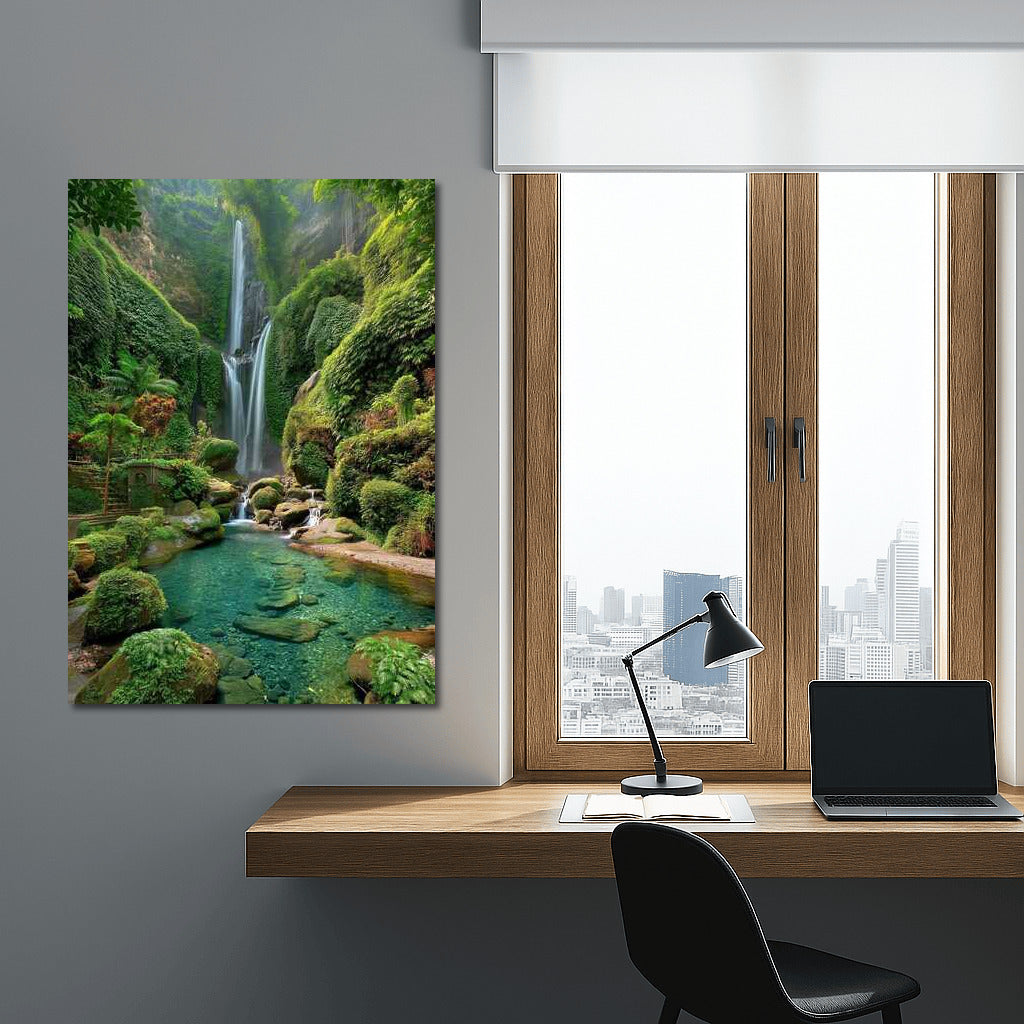 Green Symphony Waterfall: Nature Landscape