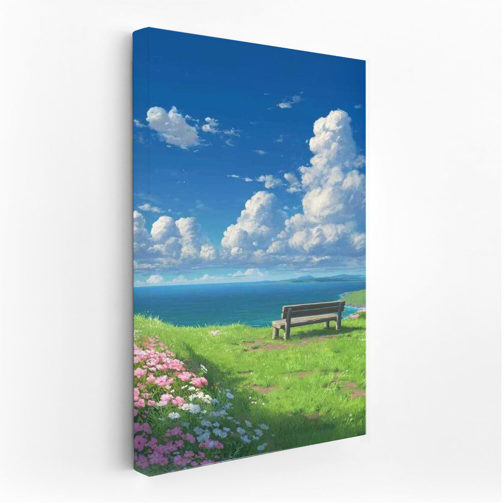 Summer Paradise: Serene Sea and Blooming Meadows