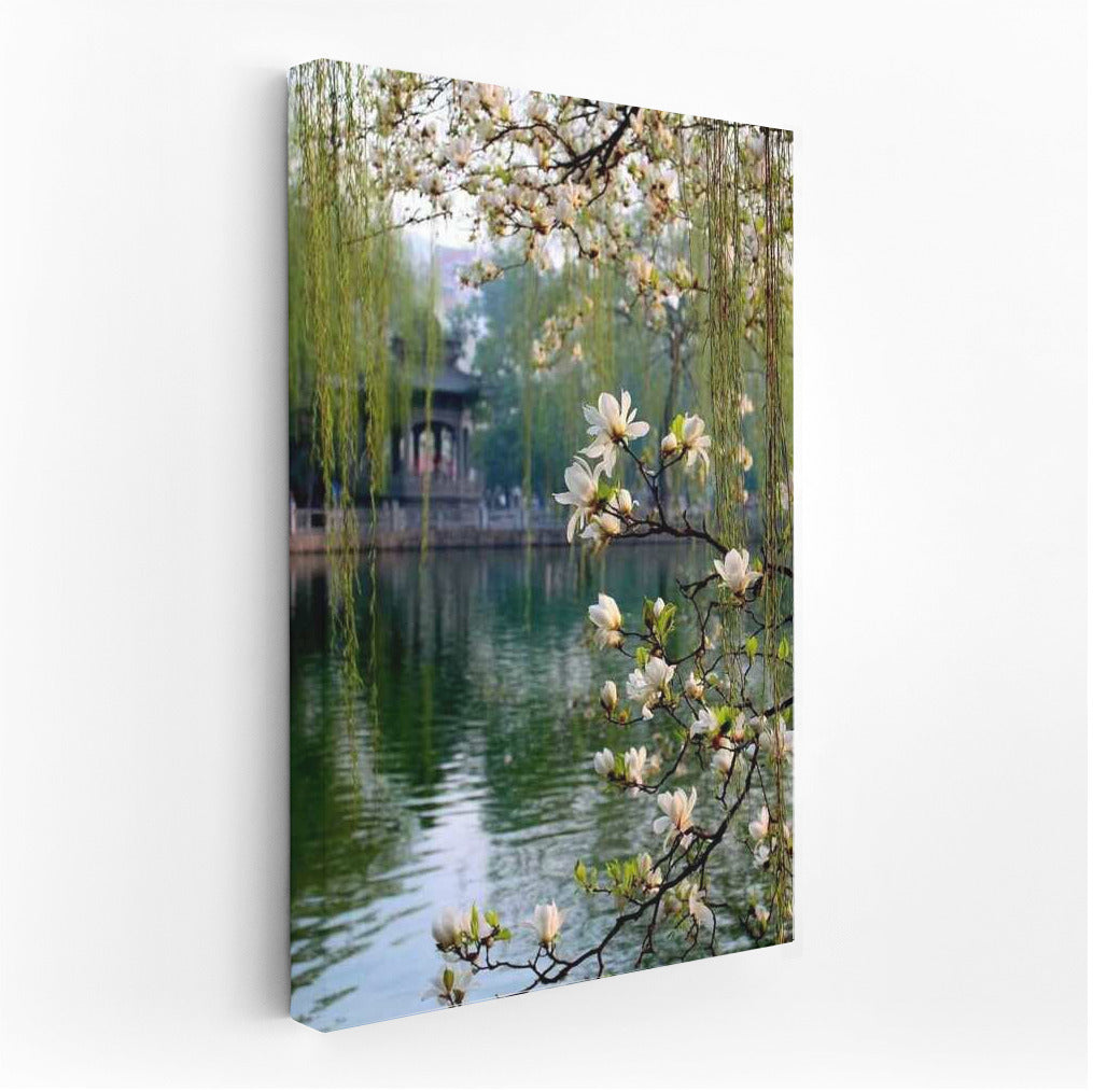 Spring Dawn: Awakening Nature in Delicate Flowers and Waters
