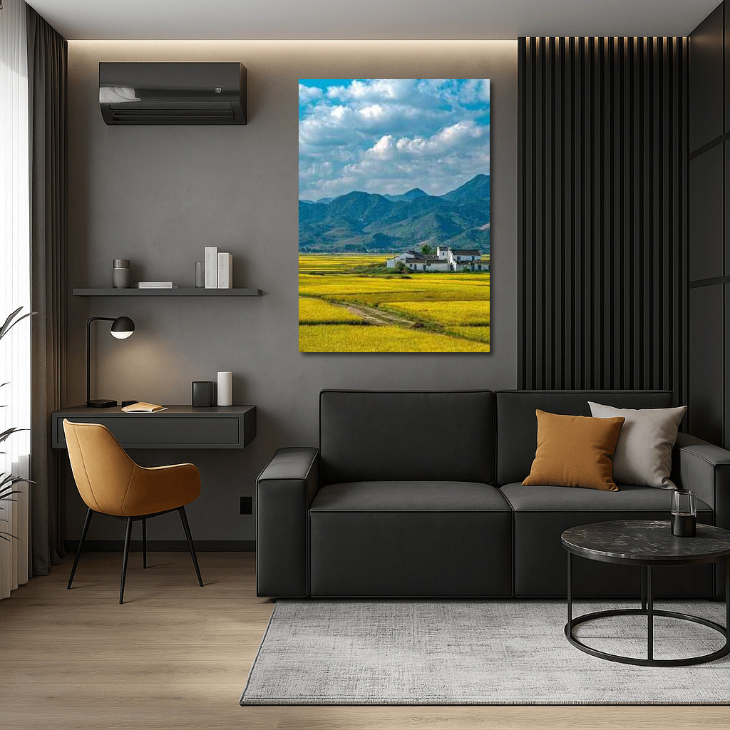 The comfort of golden fields and the grandeur of the mountains