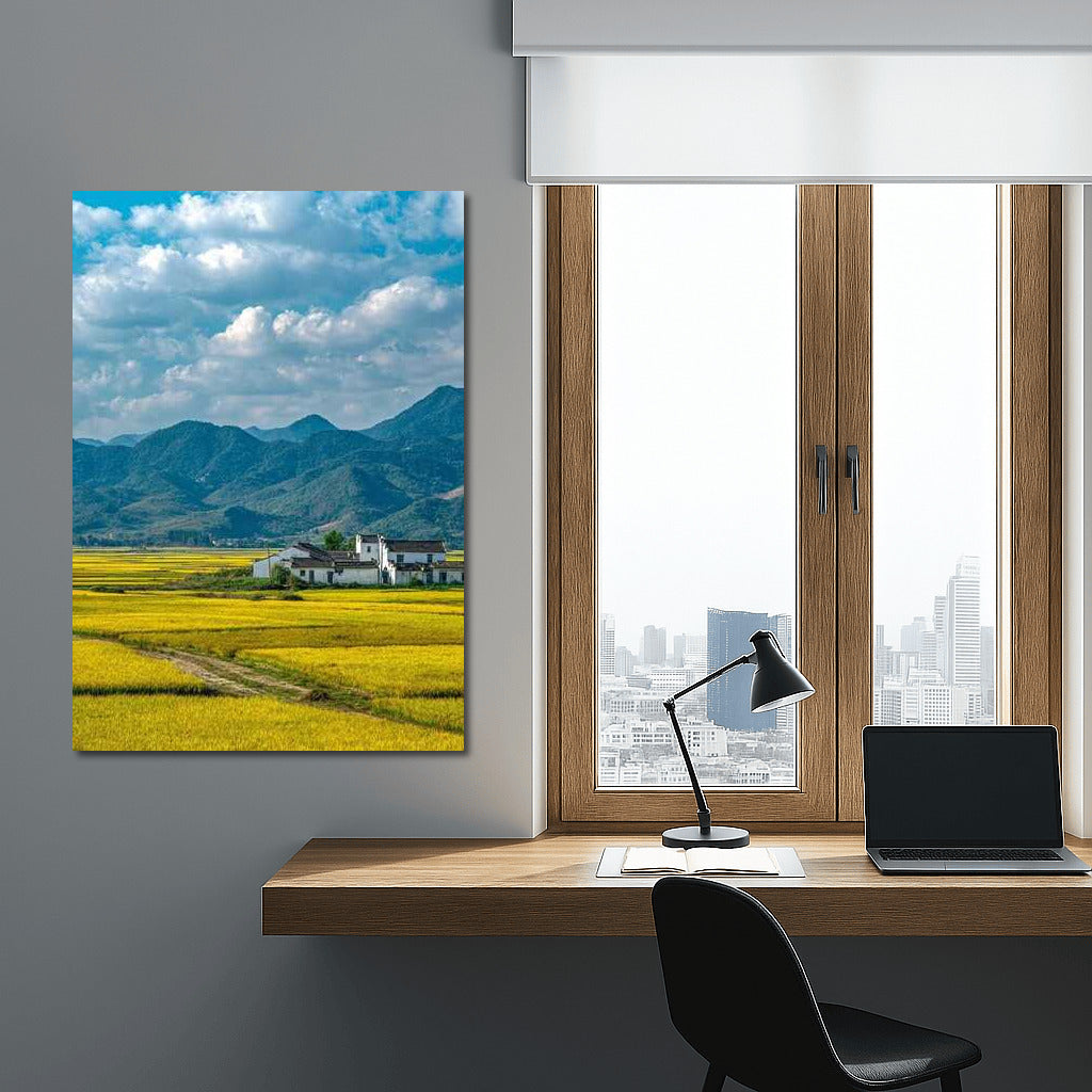 The comfort of golden fields and the grandeur of the mountains