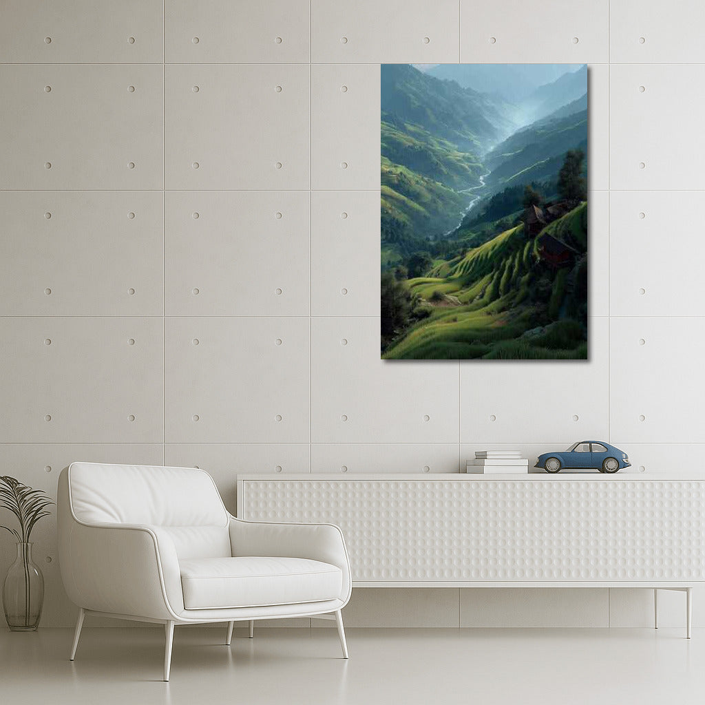Emerald Symphony: Winding River and Hills