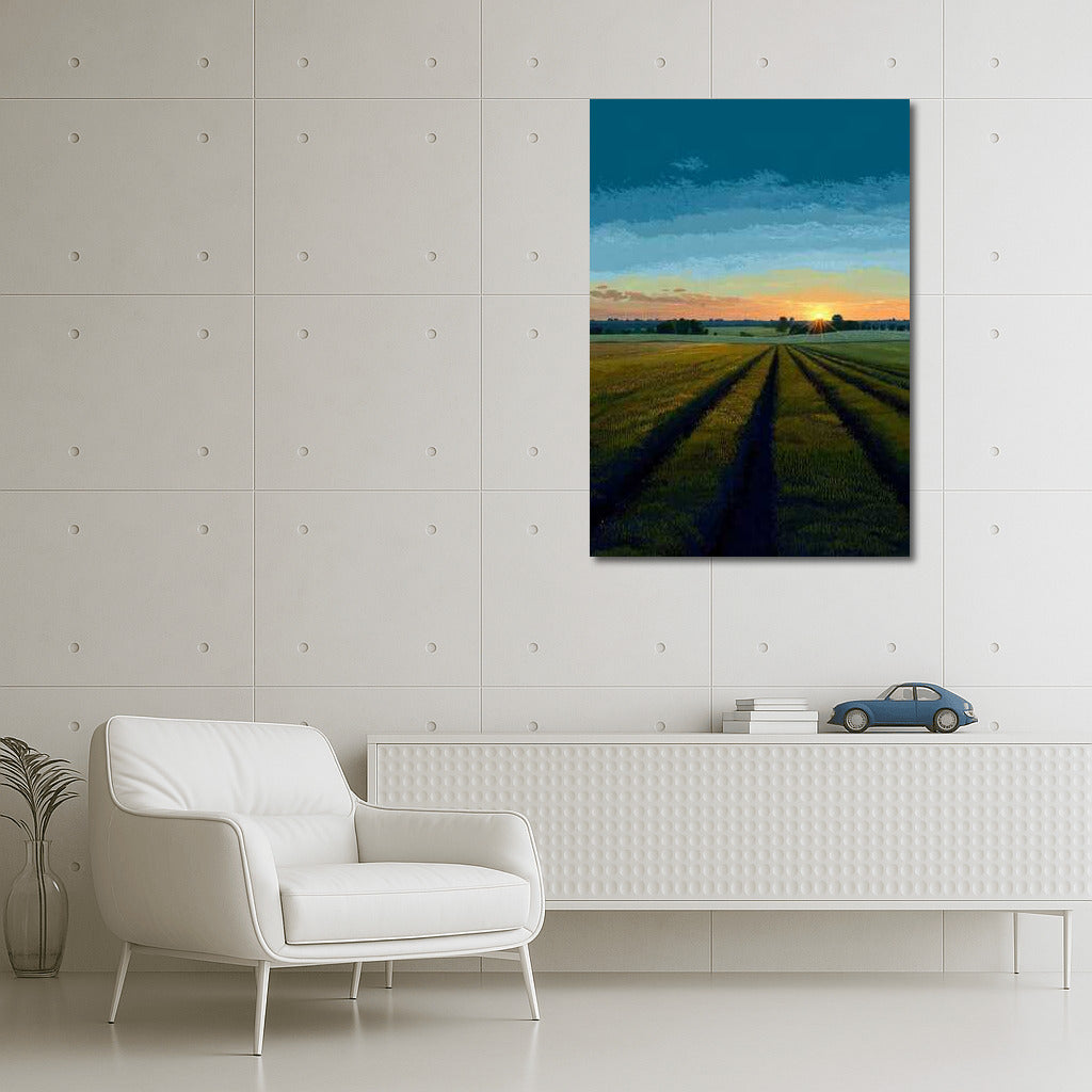 Sunset Tranquility: Fields and Countryside Spaces