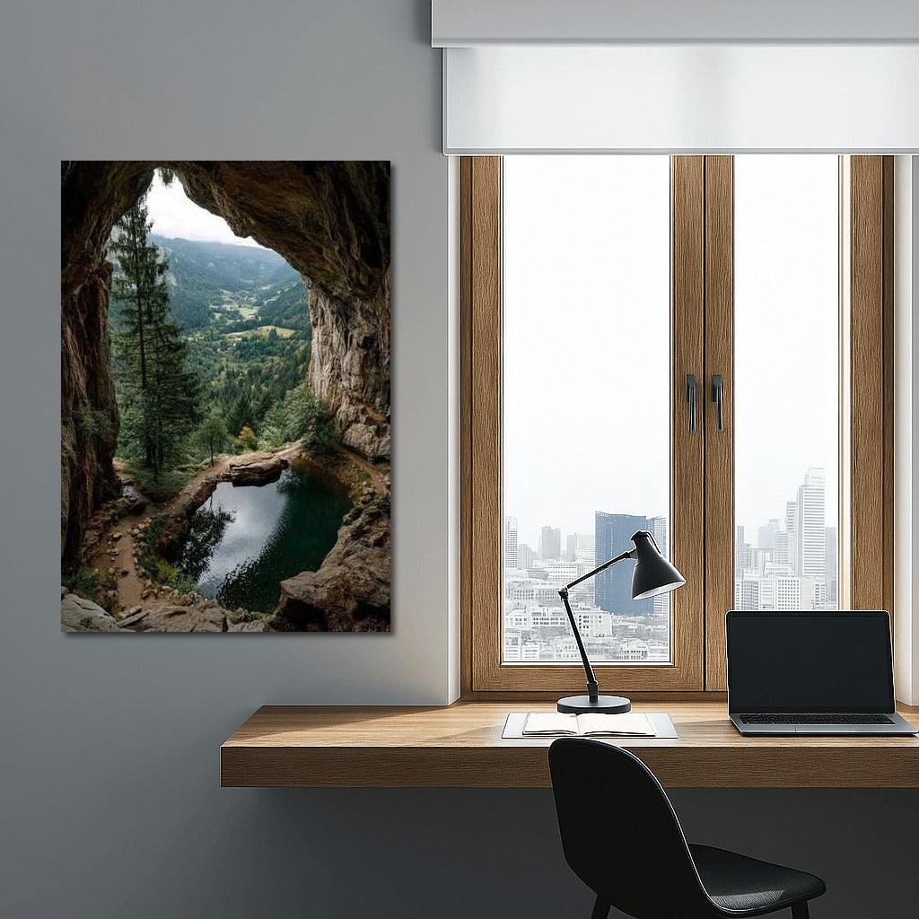 Grotto in Green Valleys: Natural Landscapes and Canyons