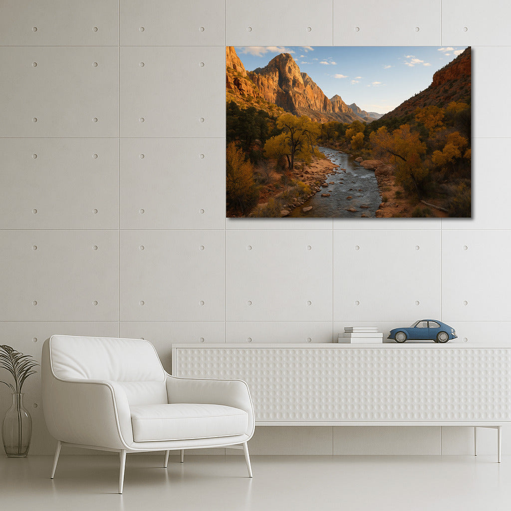 Nature's Majesty: Zion National Park Utah - Mountain Scenery and River