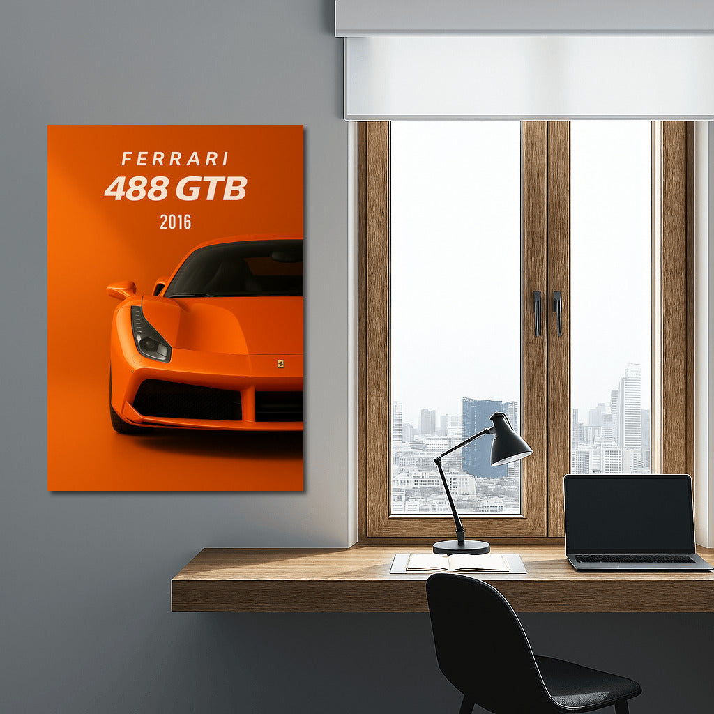 Fiery Ferrari 488 GTB: The Embodiment of Speed in Orange