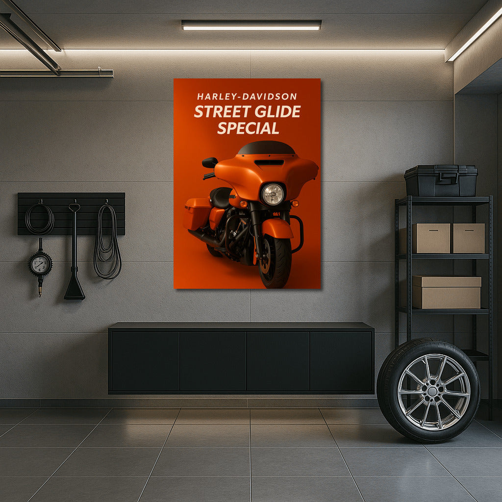 Harley Davidson Street Glide Special Orange: Freedom on Canvas