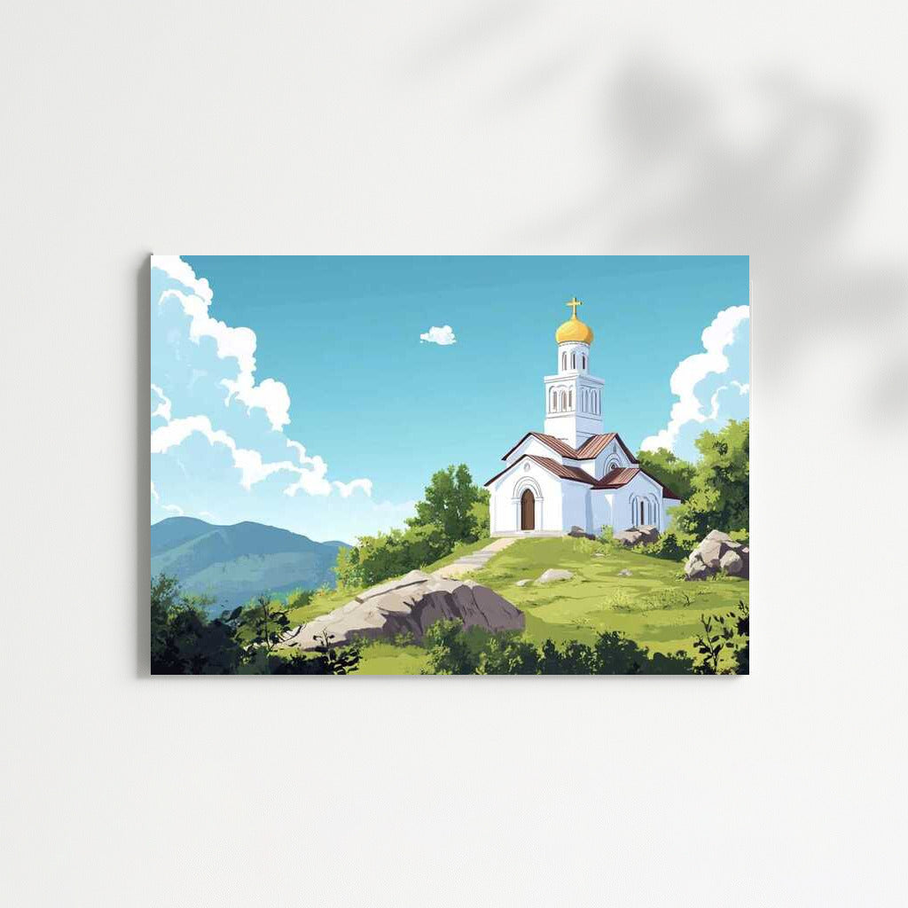 Cartoon Church on the Hill: Light of Soul and Dream