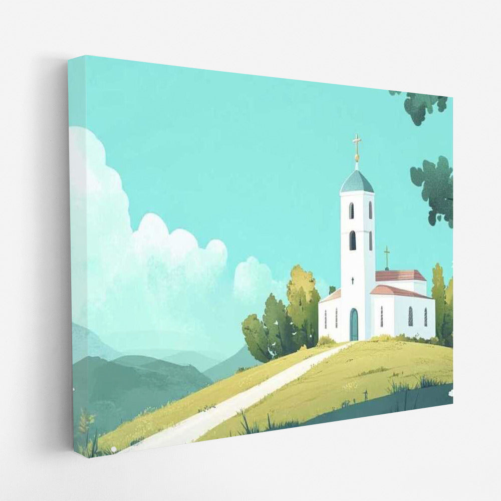 Summer Landscape with Cardboard Church: Peace and Tranquility
