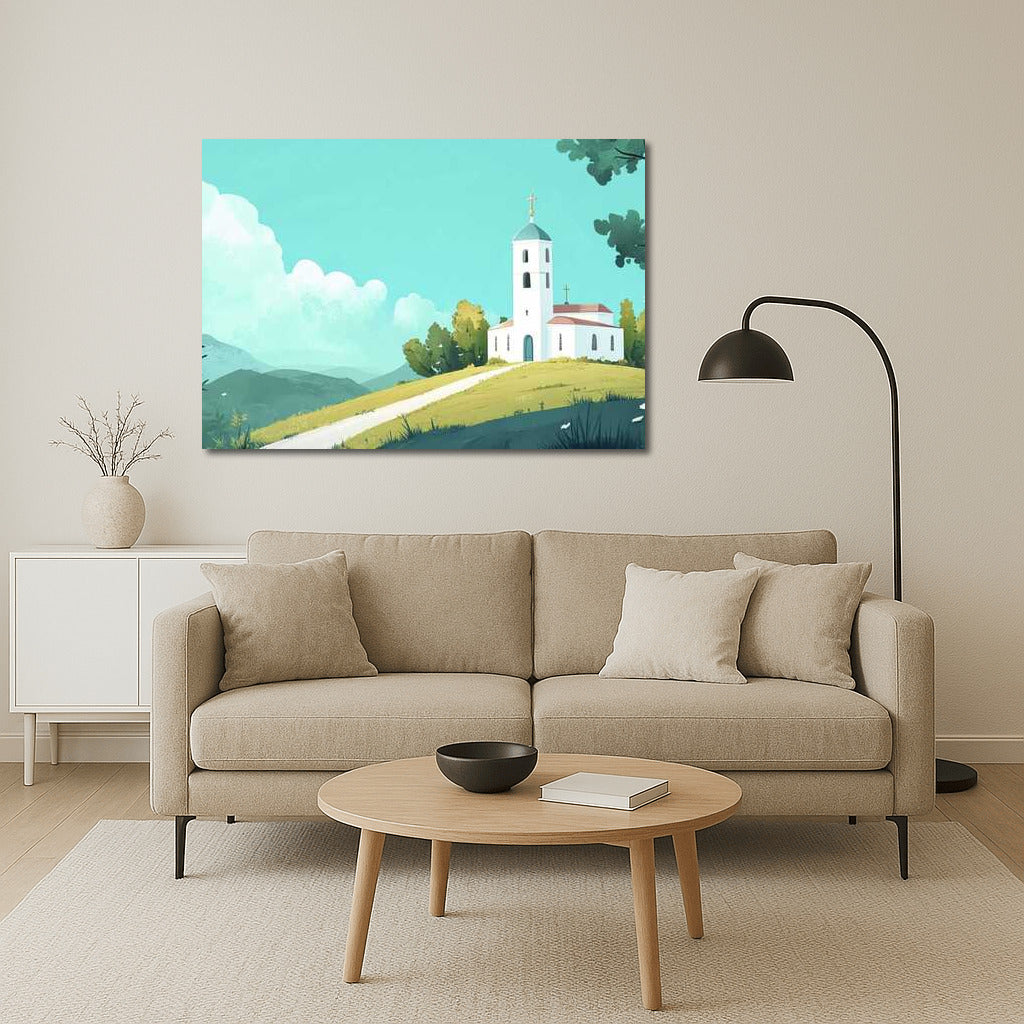 Summer Landscape with Cardboard Church: Peace and Tranquility