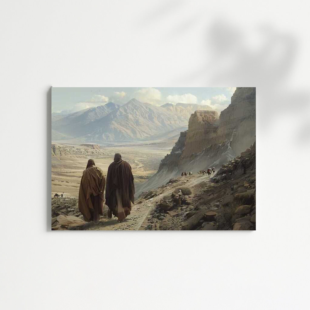 Byzantine monks on an eternal journey among the mountains
