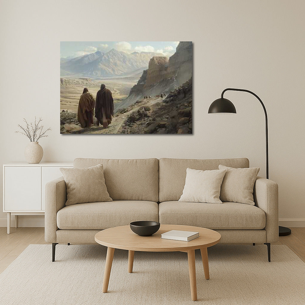 Byzantine monks on an eternal journey among the mountains